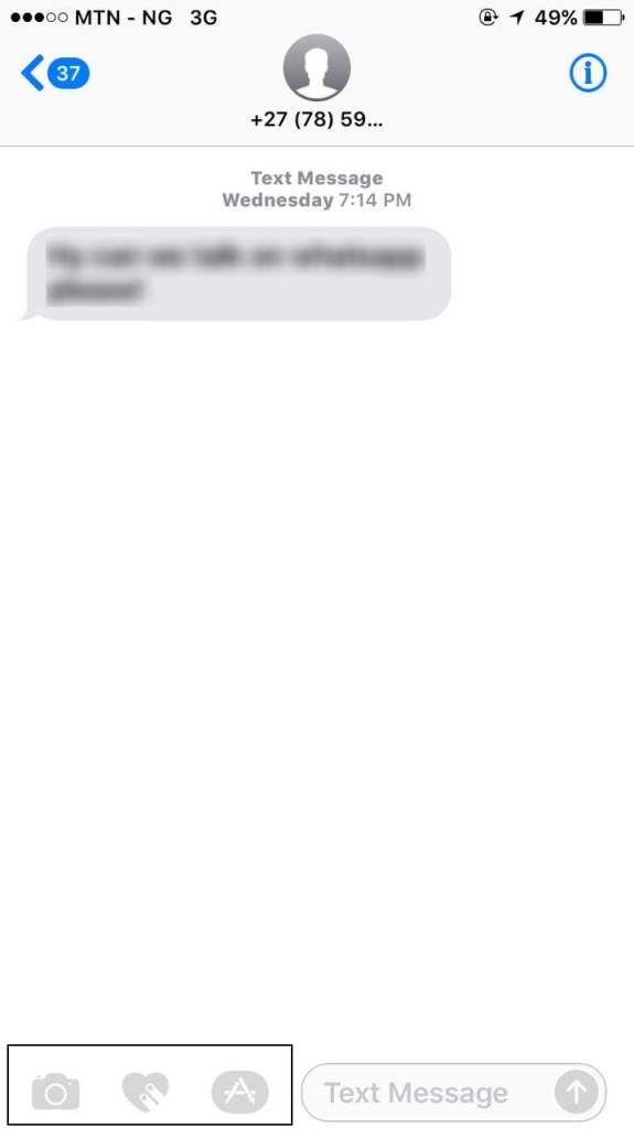 message app on iPhone 6 running iOS 10