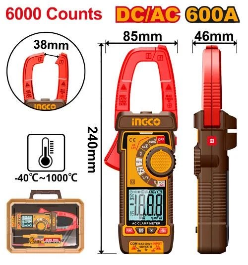 Ingco DC/AC Clamp Meter 6000 Counts Dcm66002