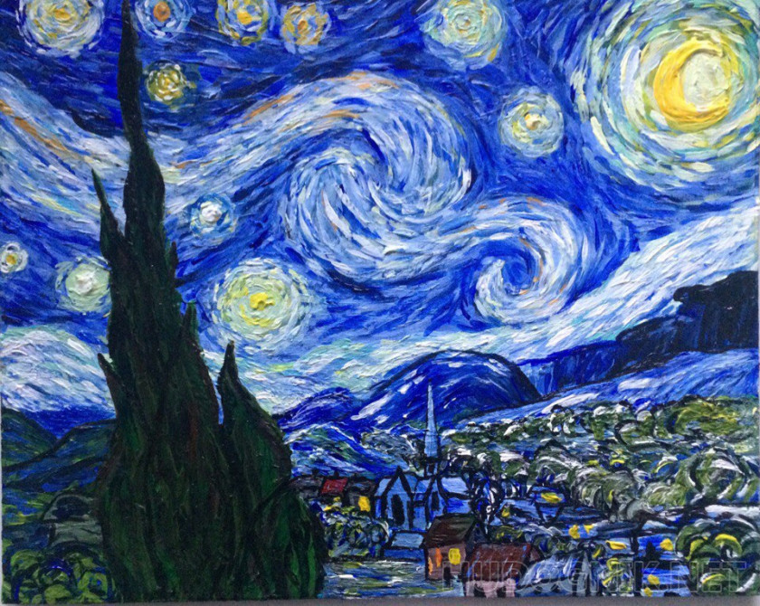 Pintura Copia De Una Noche Estrellada Vincent Van Gogh Tamano 25x20 Ano 2017 Precio 30 Euro Maestro Del Arte Abashina Elena
