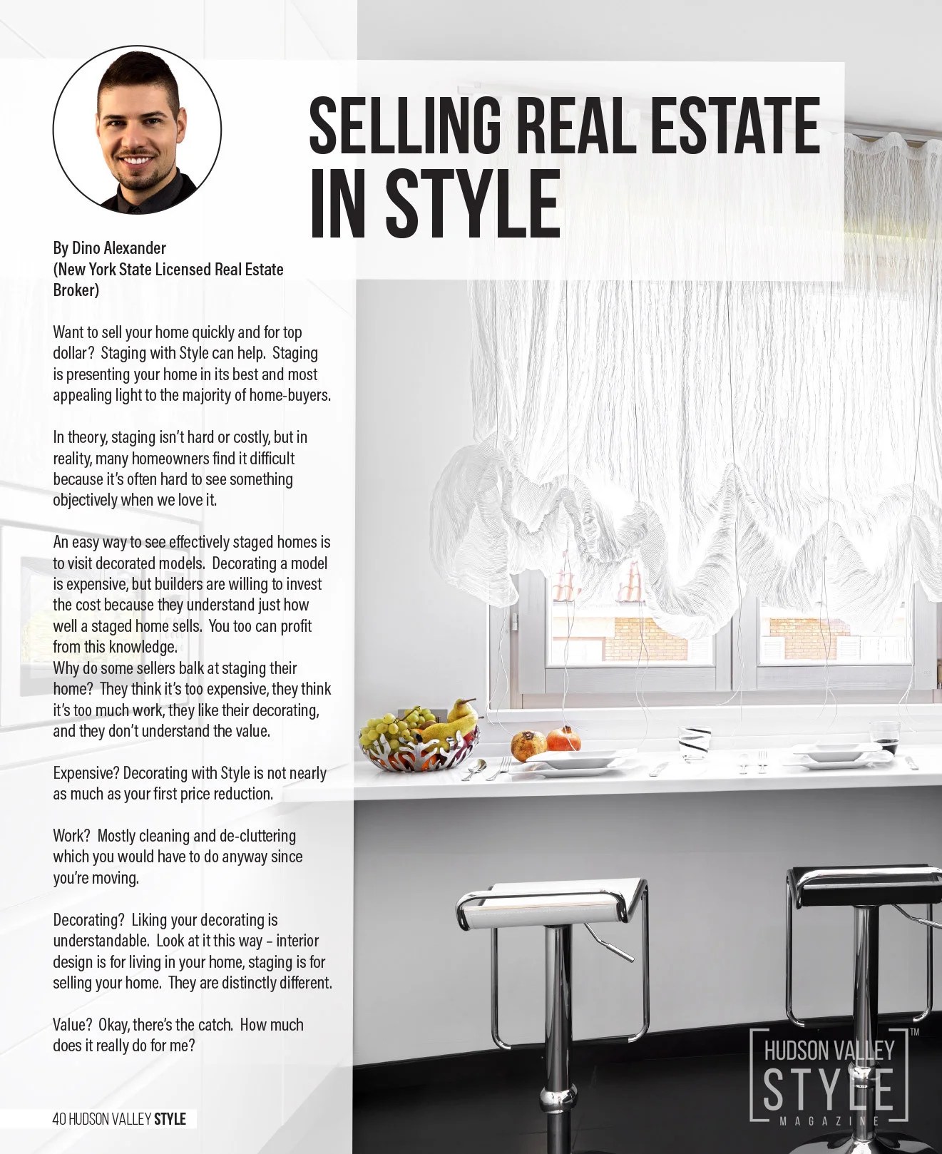 Selling Real Estate in Style by Dino Alexander - Spring 2018 - Hudson Valley Style Magazine