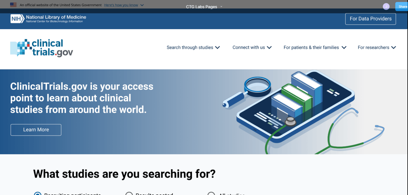Conceptual Home Page for CTG