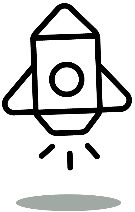 line art of a rocket to represent process