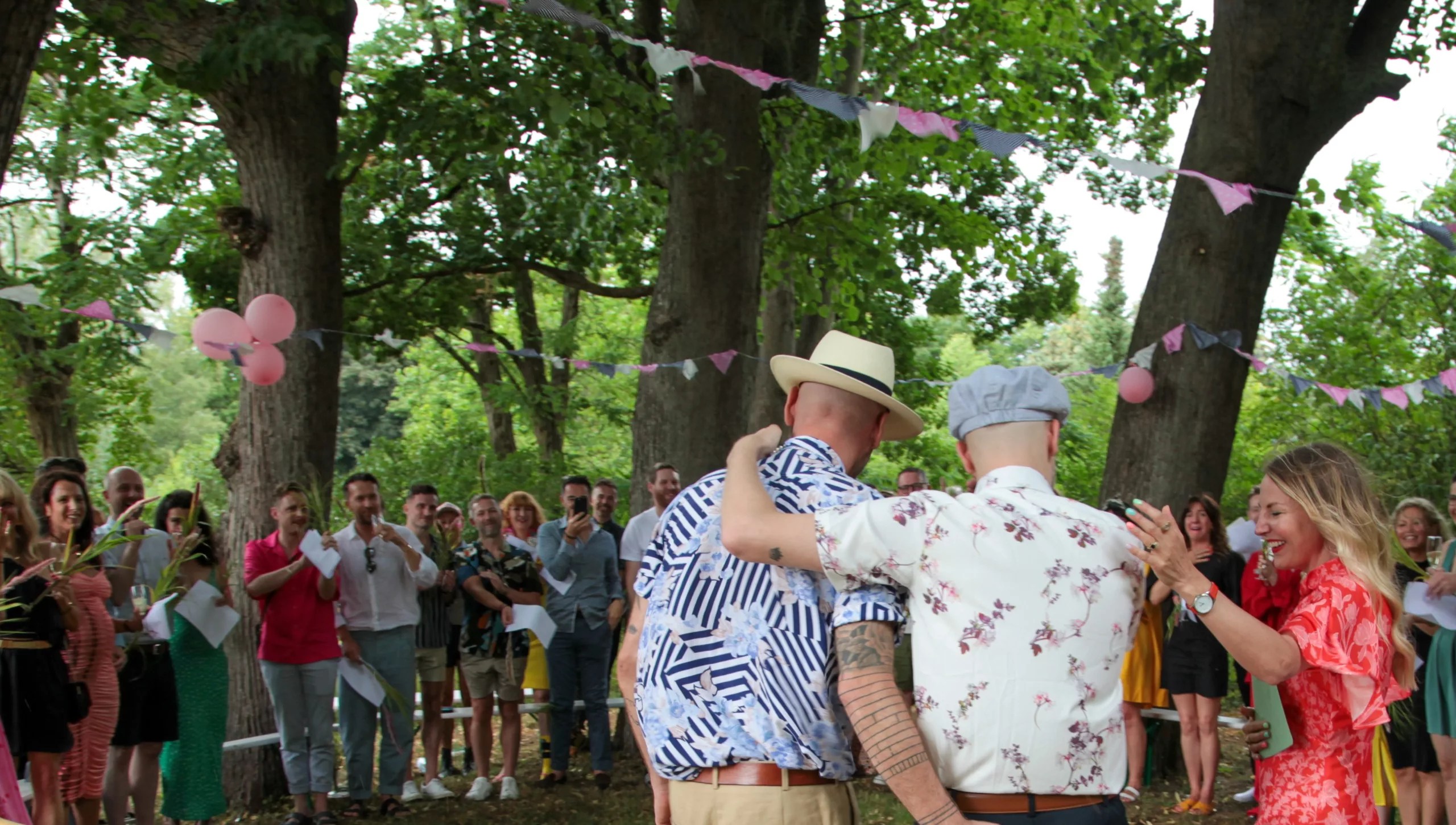 Friends and family at Nic and Stéphane's fun humanist wedding