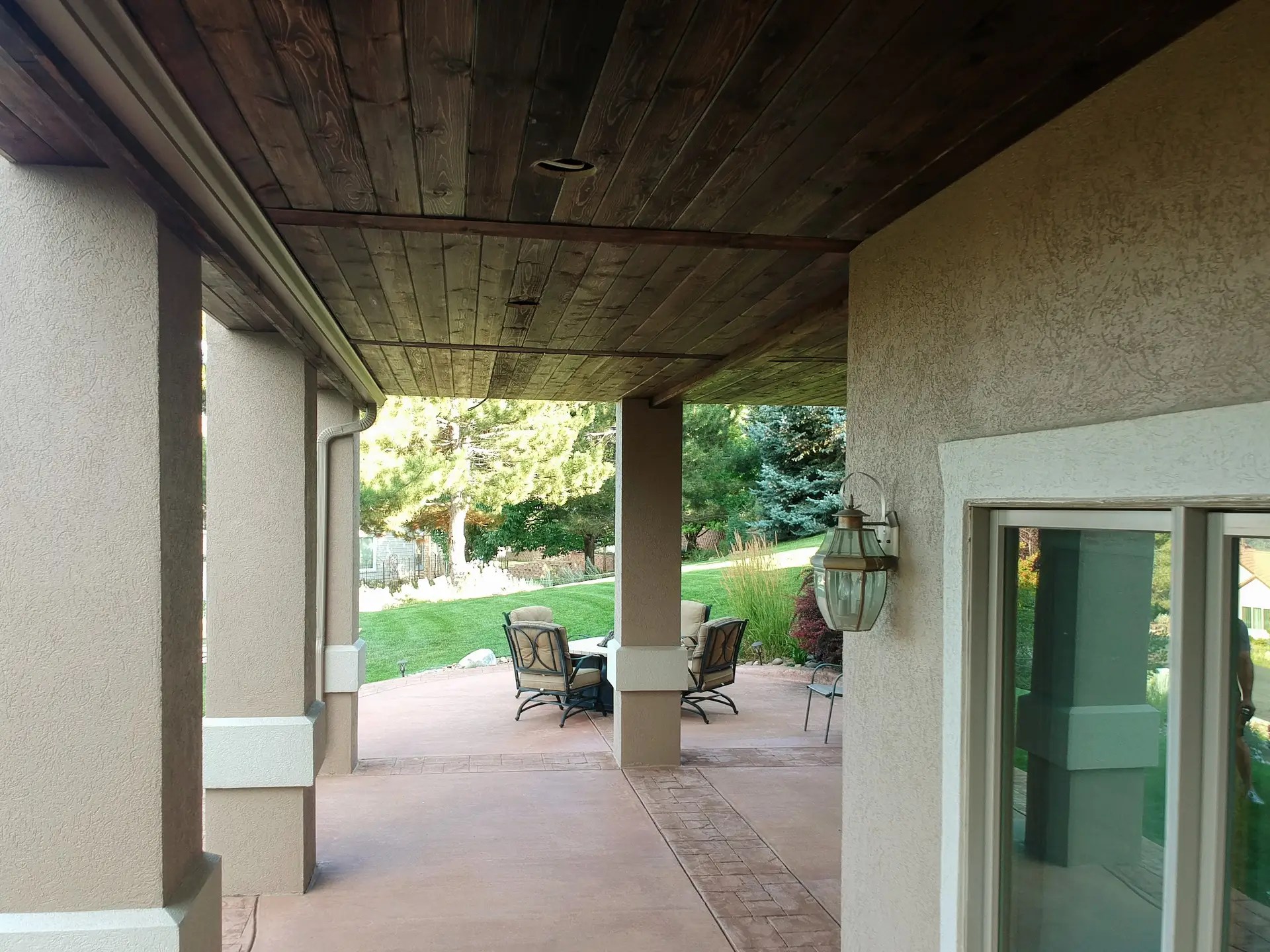 Trex Rainscape system covered with cedar t&g