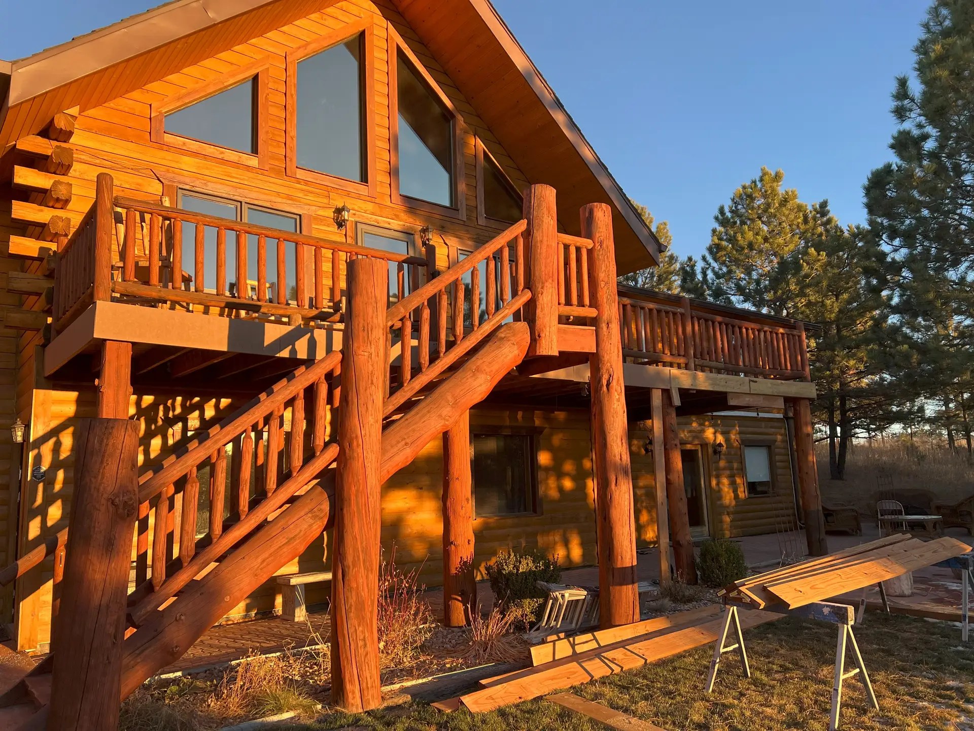 Repair on Custom log framed deck