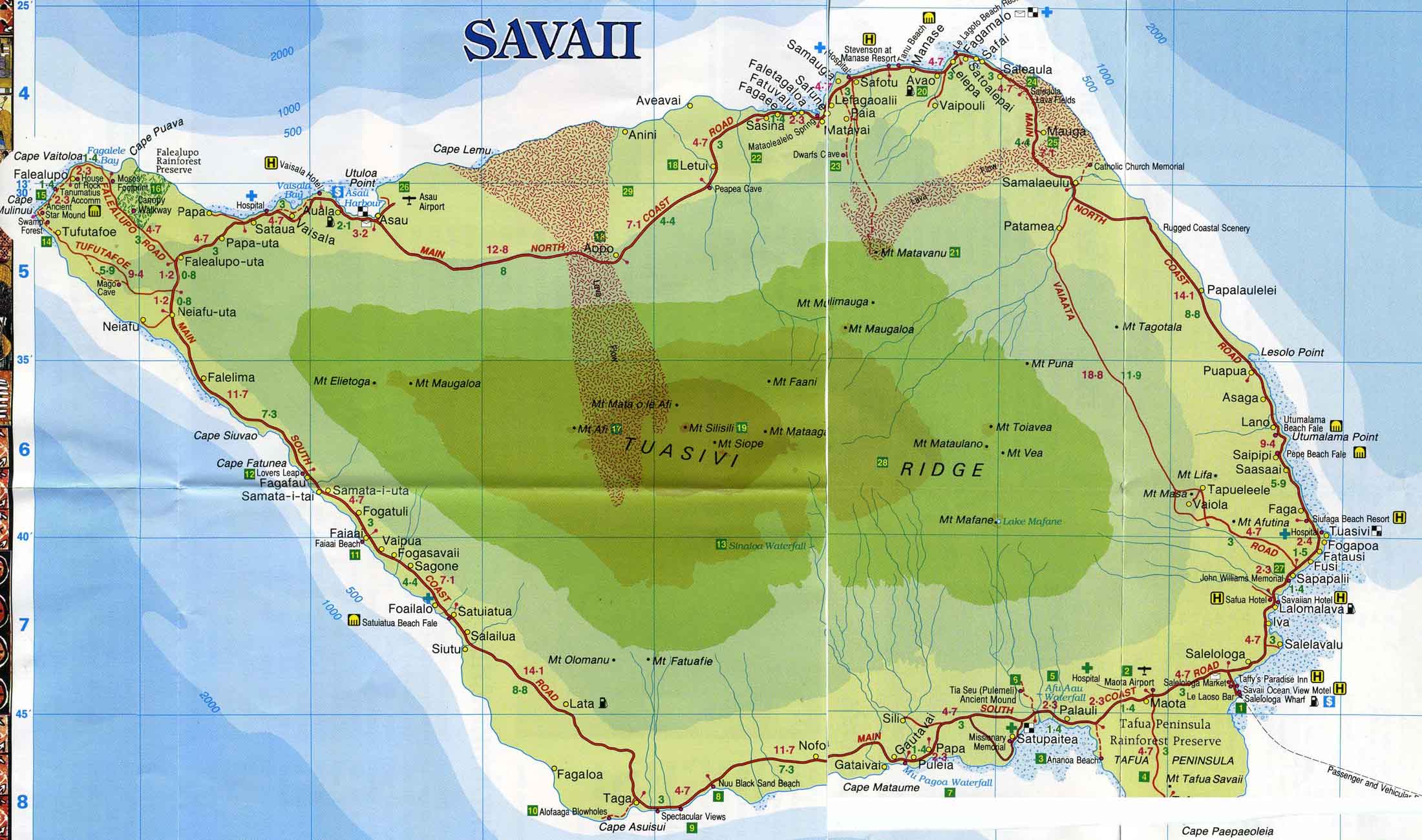 Western Samoa Genealogy Savaii Map 