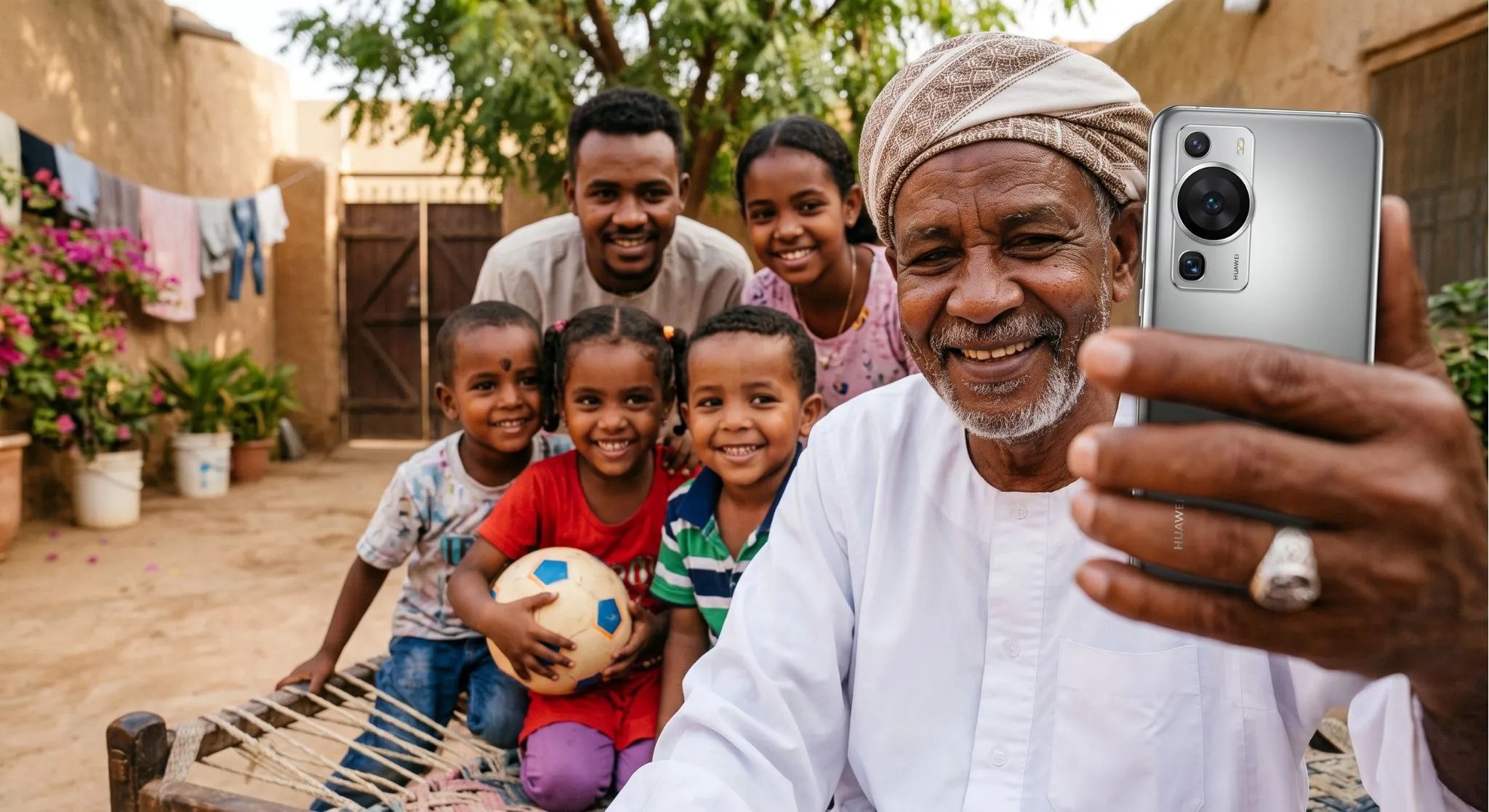 تلفون هواوي جديد يصل إلى أسرة في منزلها بالسودان