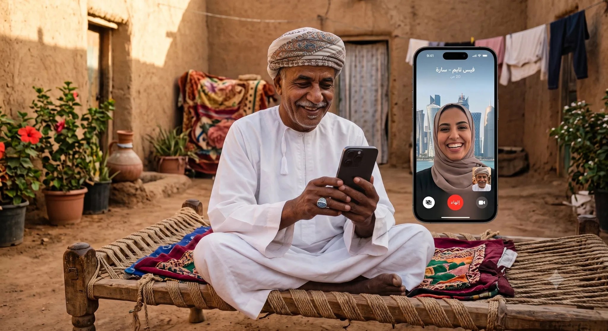 An iPhone handed to a family member in Sudan