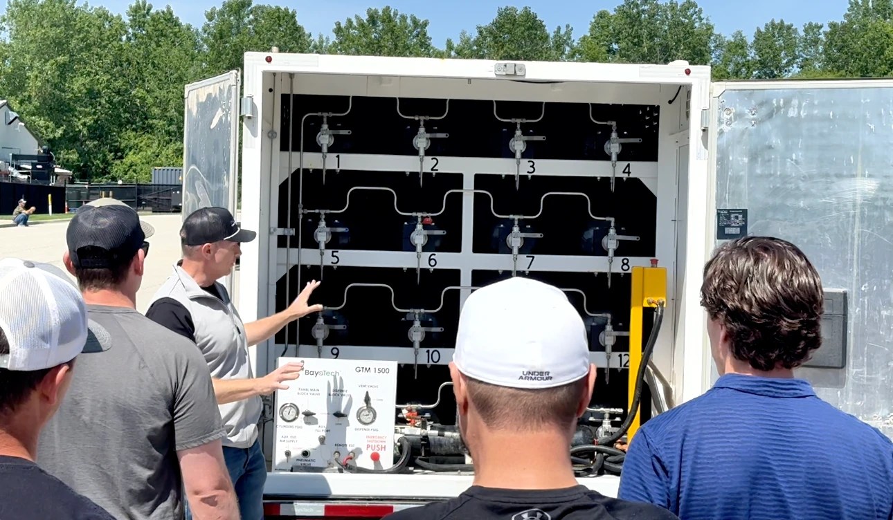 Live demonstration at the HydroTech nitrogen testing trailer control panel