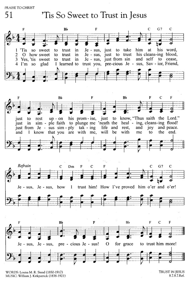 Instant digital download (pdf) via email. Lyrics Tis So Sweet To Trust In Jesus Hymn Lyricswalls