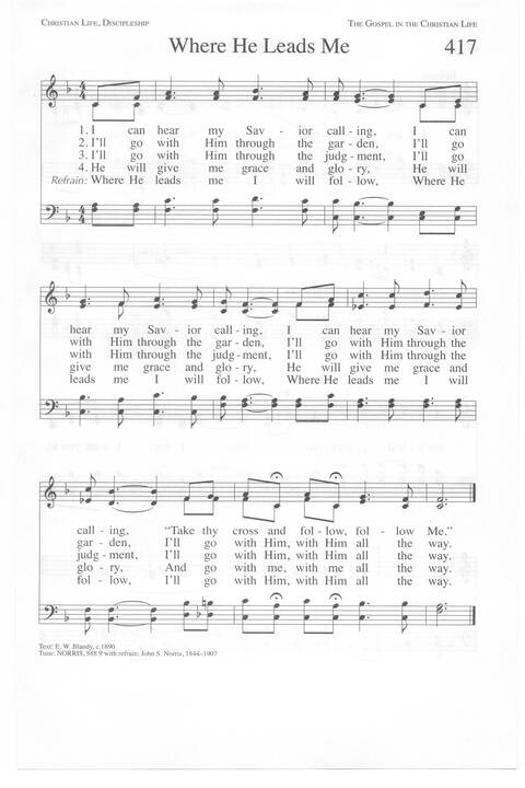 Berikut cuplikan syair nyanyian / teks dari lagunya: Where He Leads Me Hymnary Org