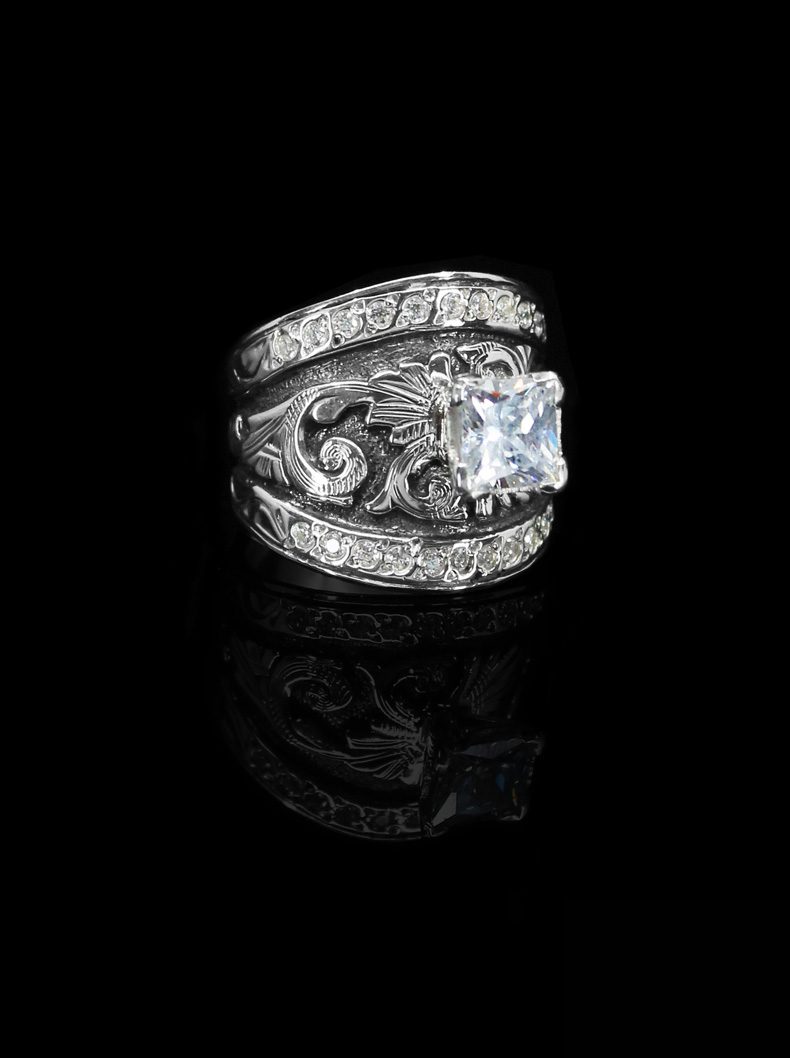 western sterling silver crystal solitaire ring hyo silver on western style diamond wedding rings