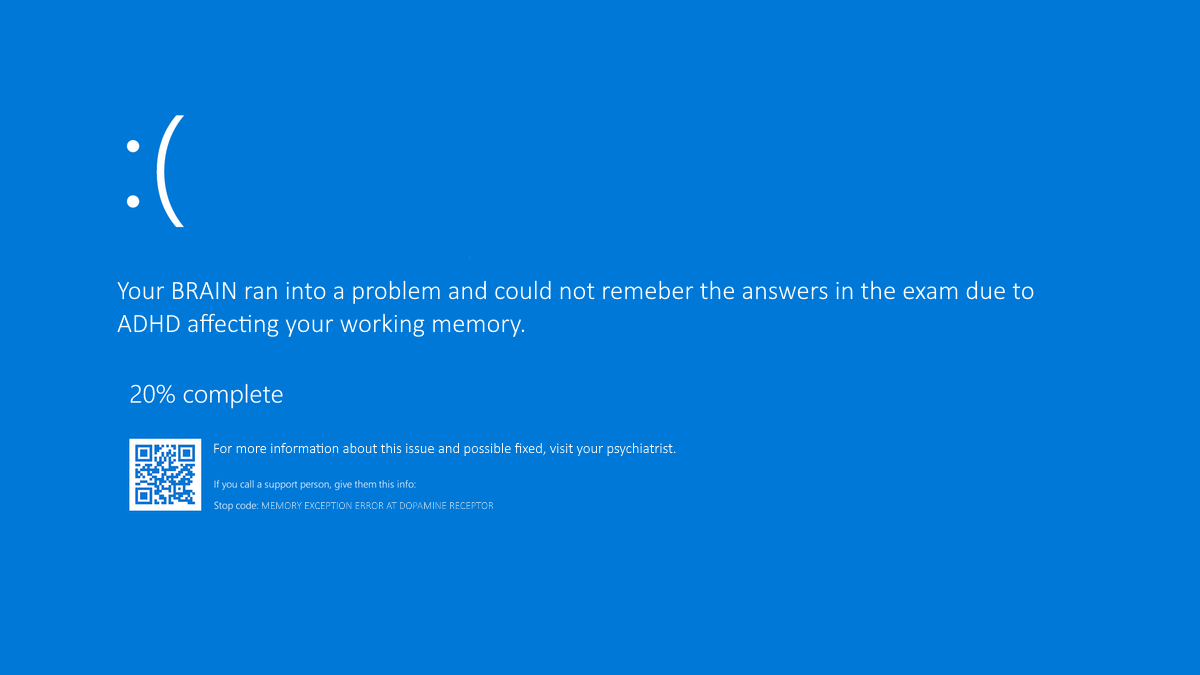 Image of ADHD blue screen of death