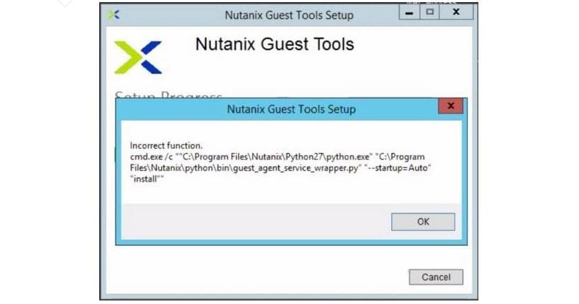 Nutanix NGT Tool Setup Failed Error