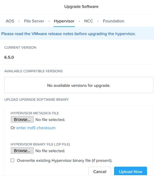 Nutanix Upgrade Esxi Hypervisor