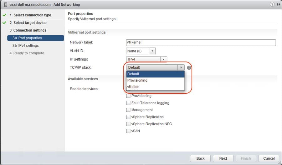 VMware ESXi TCP/IP Stack Options