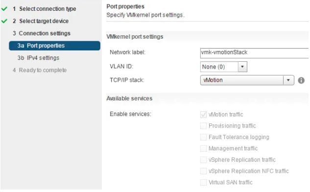 VMware vMotion TCP/IP Stack