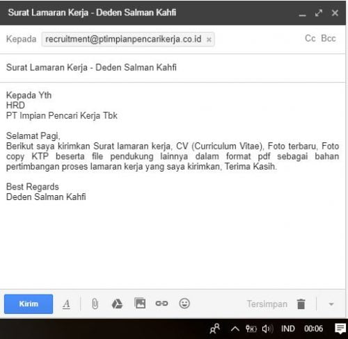 Persiapkan surat lamaran pekerjaan kedalam format berkas di ms. 5 Cara Mudah Mengirim Surat Lamaran Kerja Via Email
