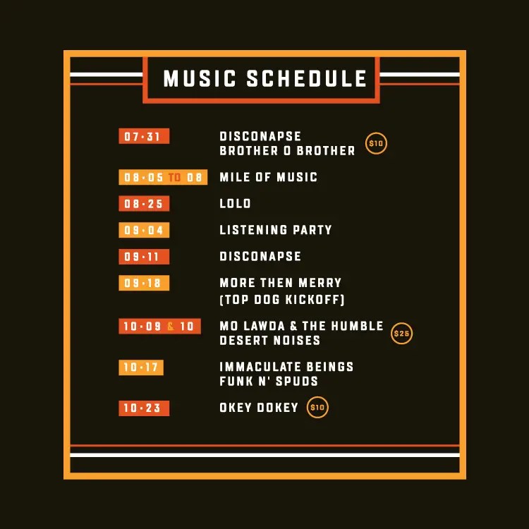 Music Schedule design for Appleton Beer Factory