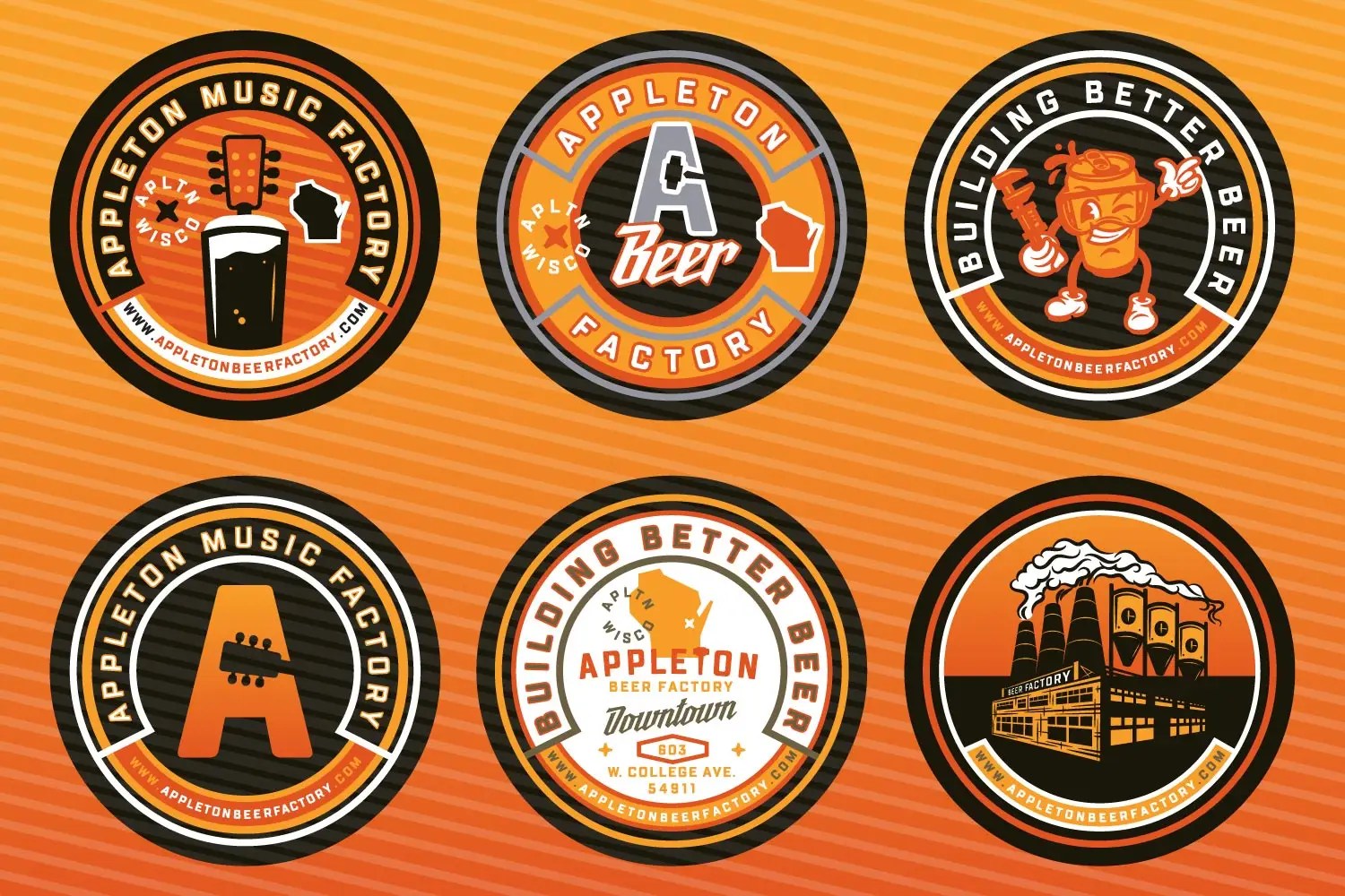 Sticker Designs for Appleton Beer Factory by Hype Visual, Wisconsin logo design, illustration and brand identity