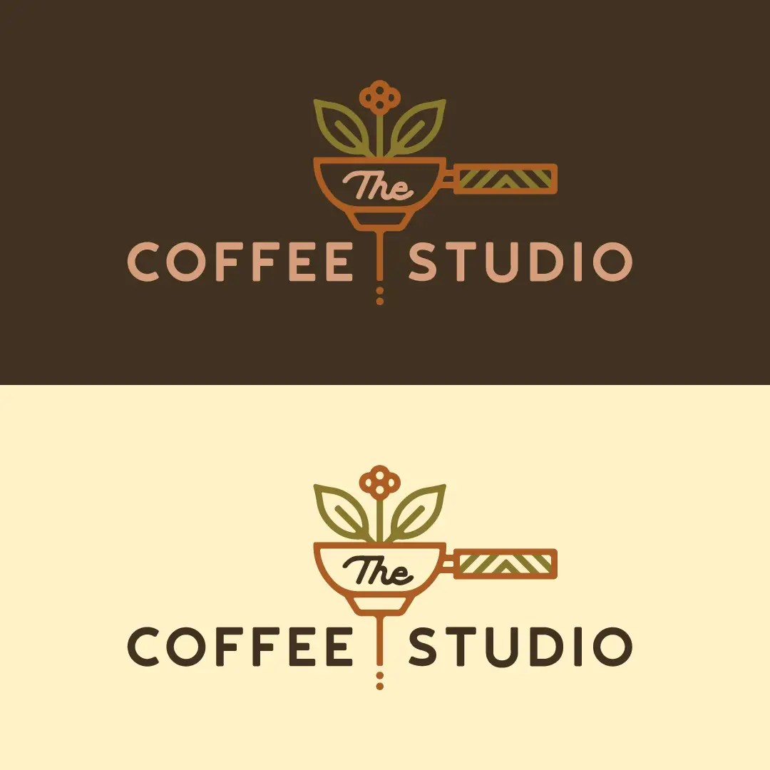 The Coffee Studio brand identity process imagery: final logo selection