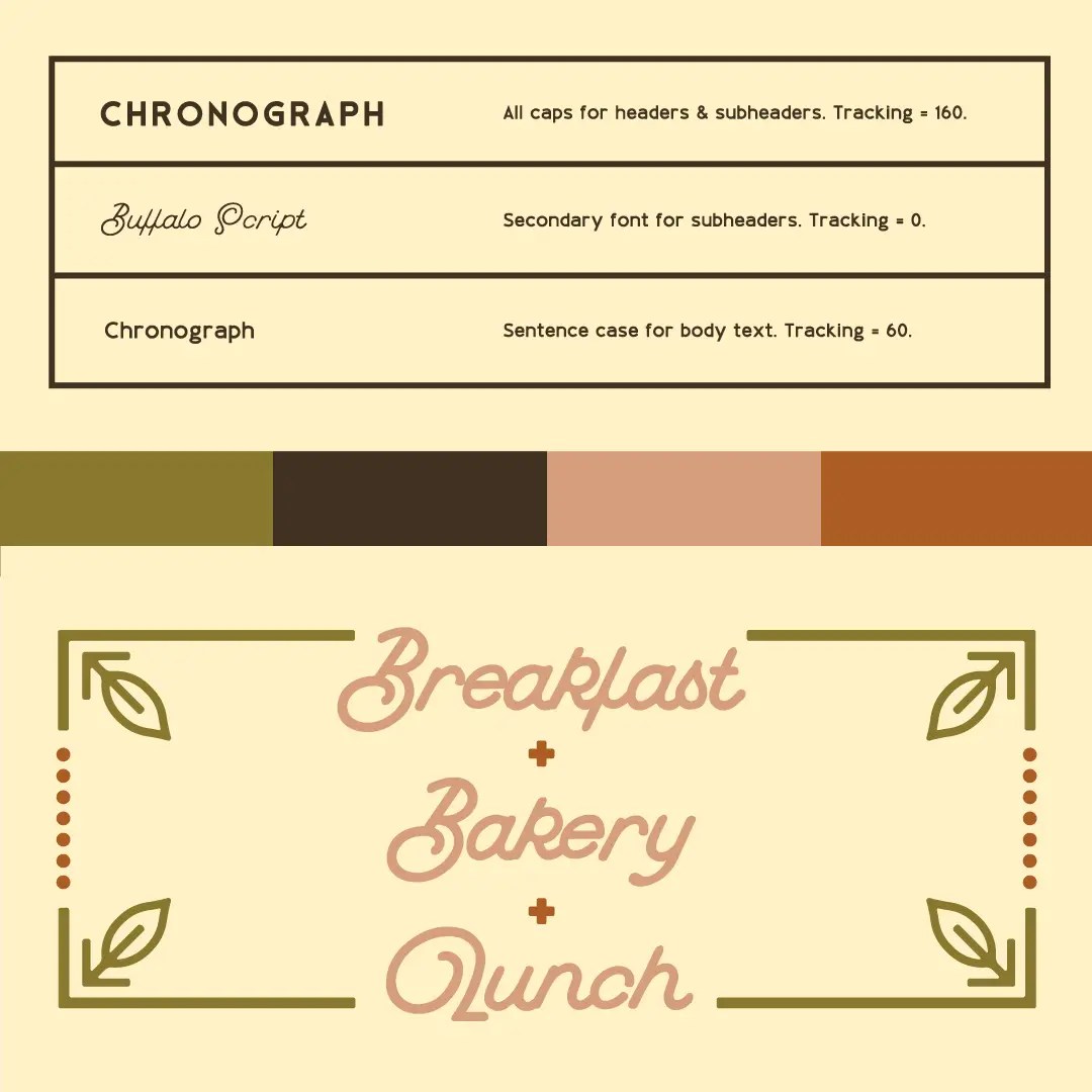 The Coffee Studio brand identity process imagery: font and color selection