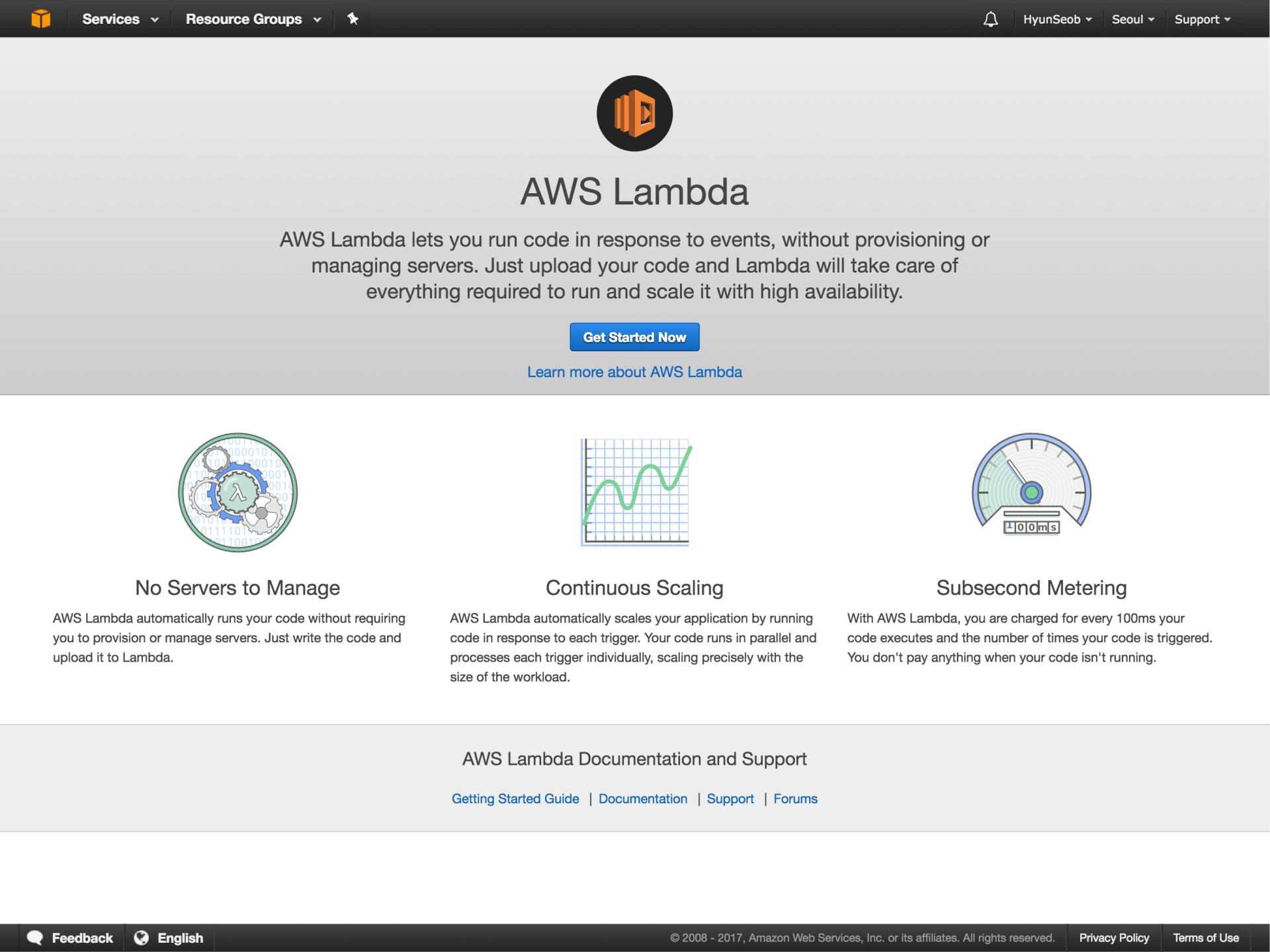 Lambda Console Screenshot