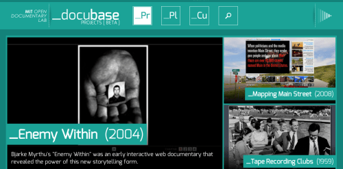 Screenshot from the Docubase homepage