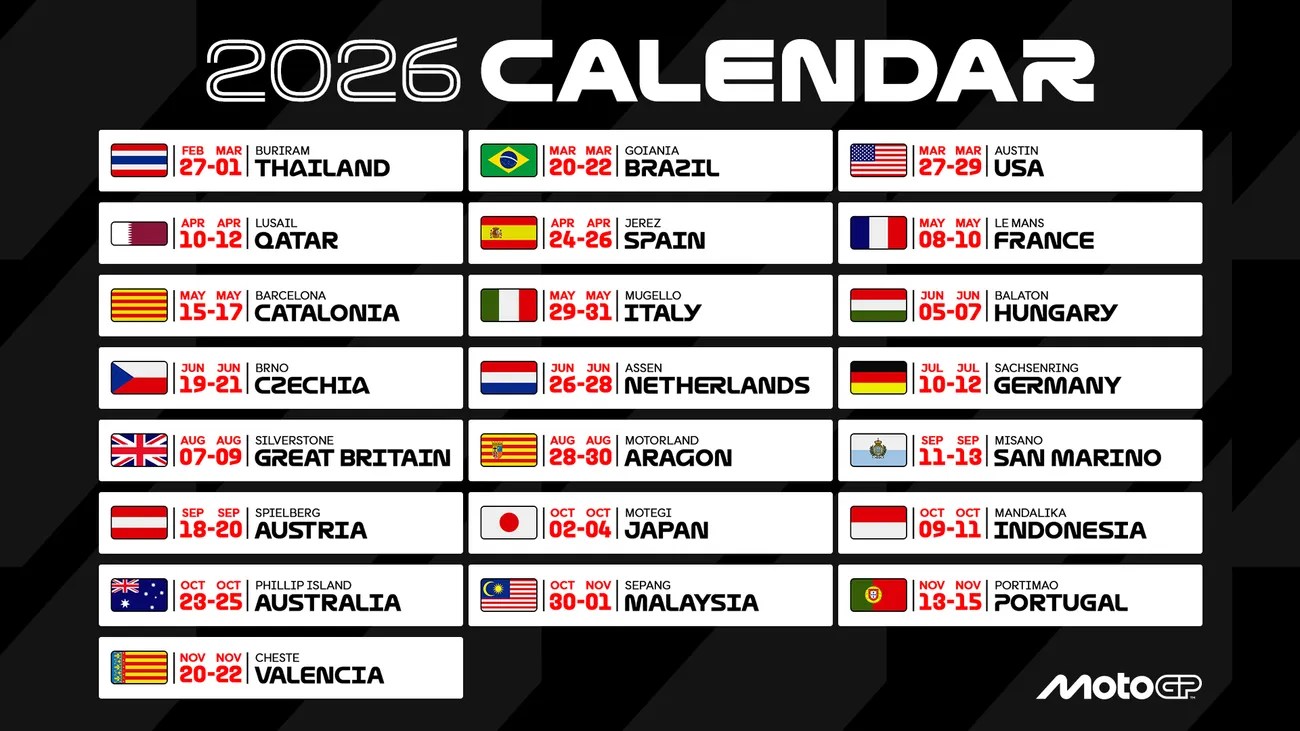 Calendario MotoGP 2026 Calendario 2026.webp