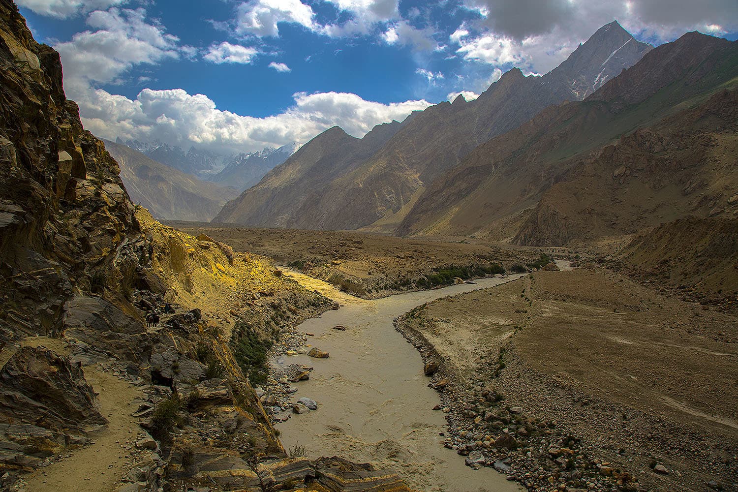 Much of the track is well-established and follows the Braldu River.