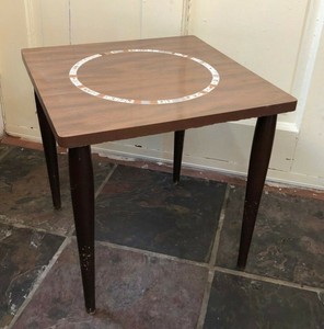Mid Century Modern Wood End Side Table Mosaic Tile Top Design Ebay