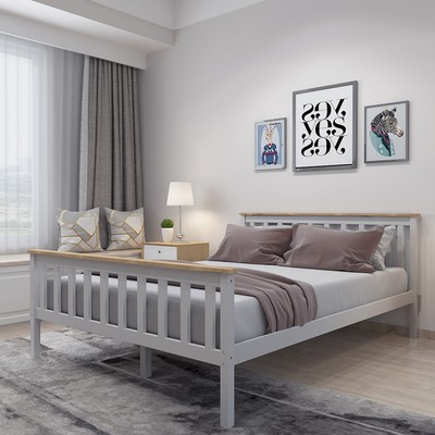 4 6ft Modern Solid Wooden Double Bed Frame For Adult Bedroom Furniture Grey Pine Ebay