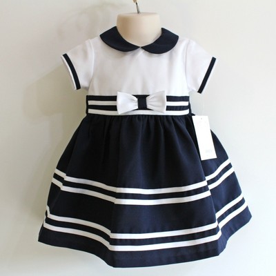 Bonnie Jean Baby Girl S Sailor Dress Size 18 Months Navy Blue White Ebay