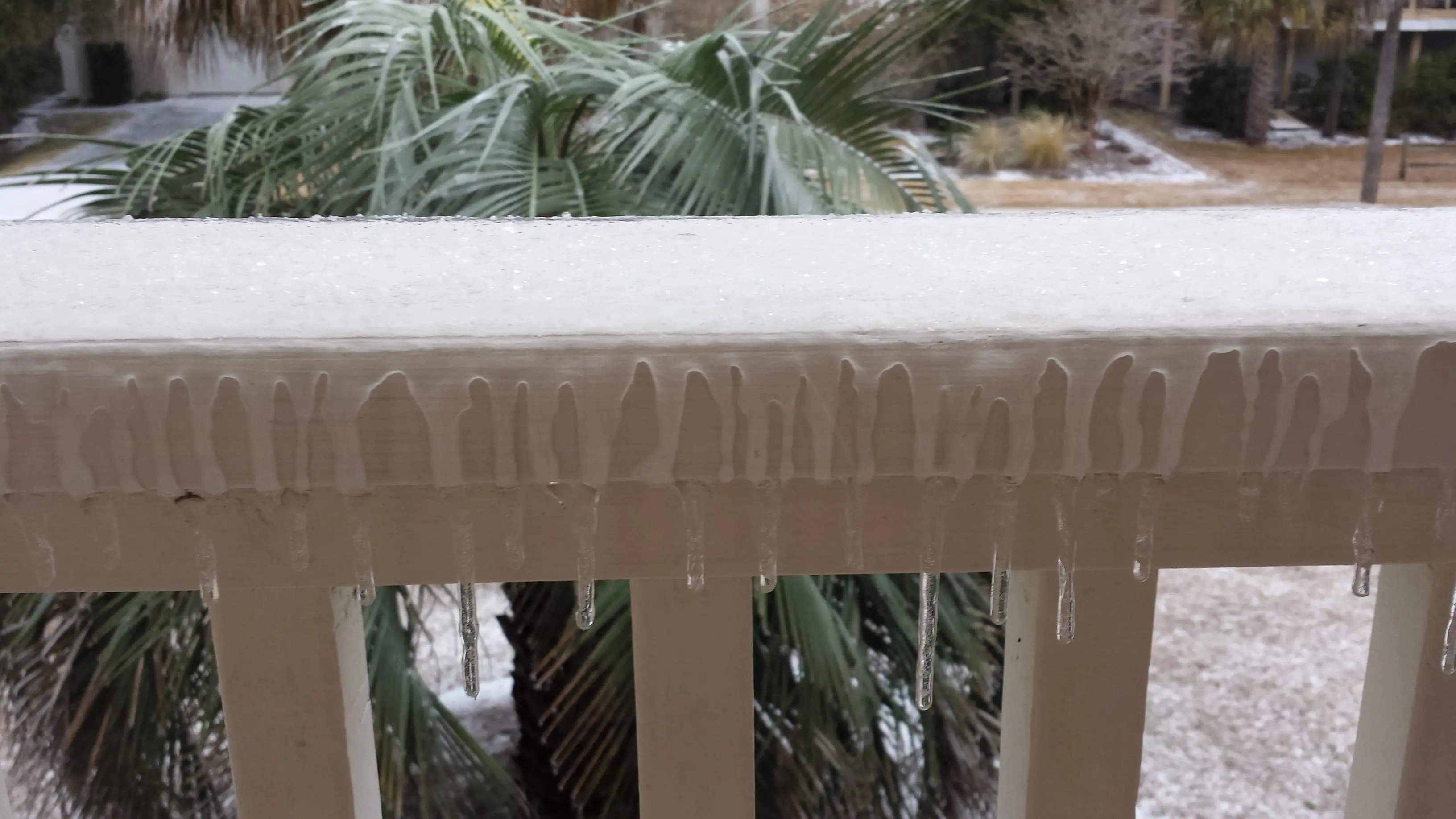 Icicles on the railing
