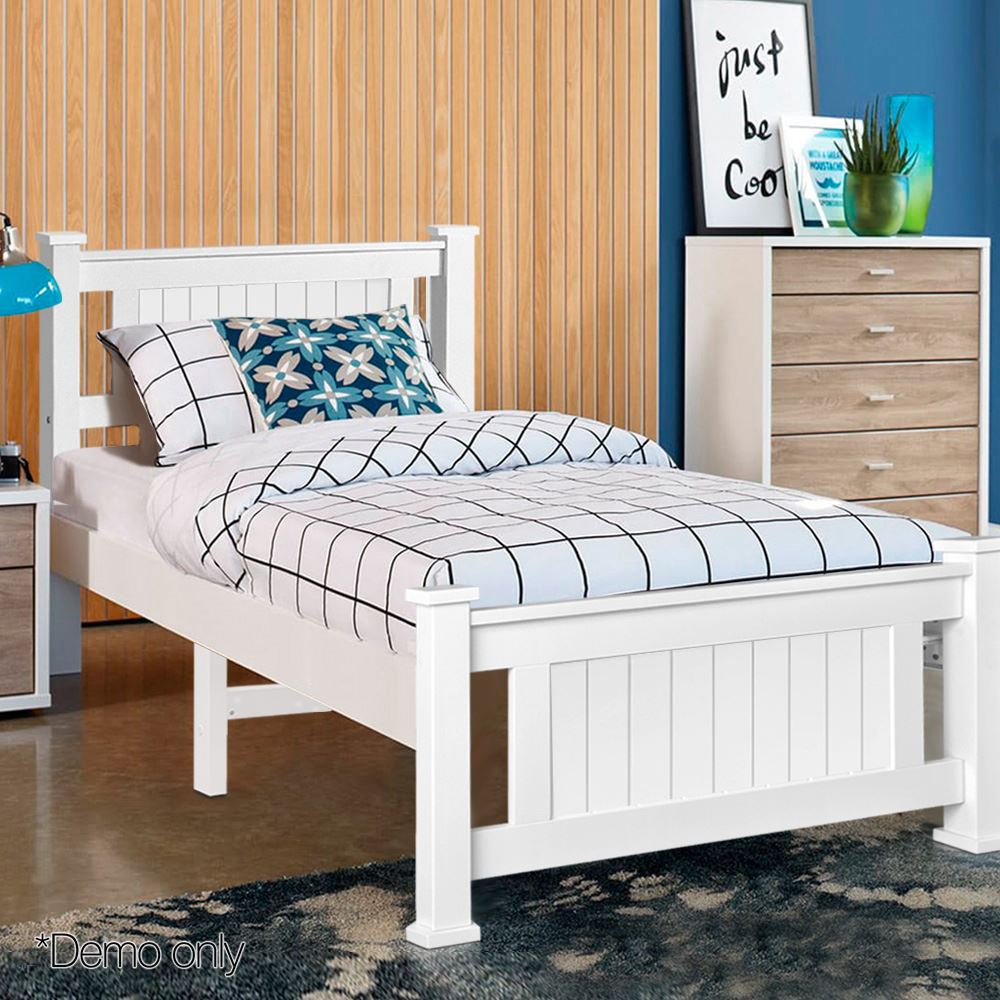 Wooden Bed Frame With Headboard Modern Bedroom Furniture King Single Size White Ebay