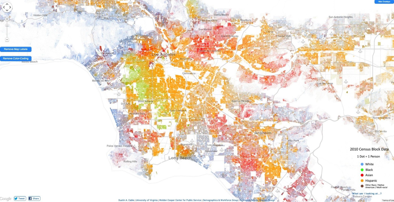 Racial Dot Map In LA Highlights Segregation By HuffPost O RACIAL DOT MAP Facebook 
