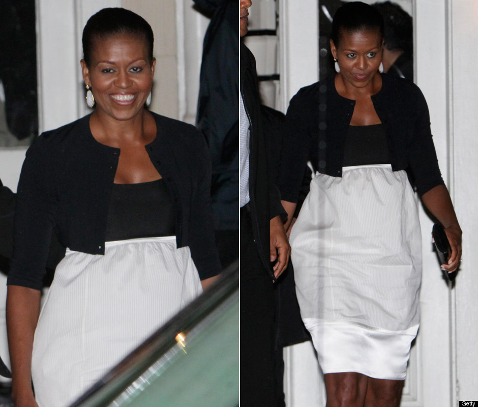 Michelle Obama Dons Black White Dress To Dinner On Martha S Vineyard Photos Huffpost Life