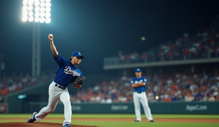 山本由伸在投手丘專注投球，展現道奇王牌核心的壓制力