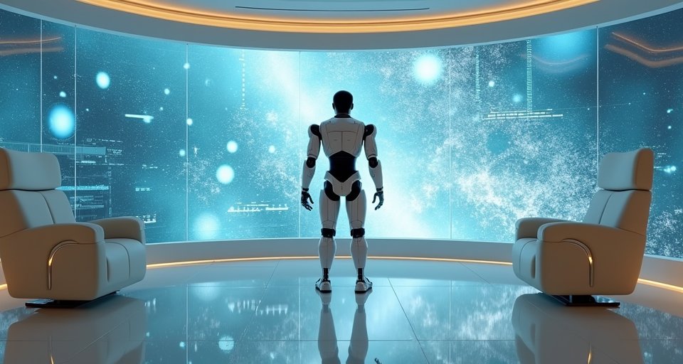 人形機器人與馬拉松跑者在城市賽道上並肩奔跑競速。