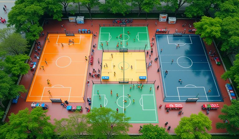 青少年球員在九龍仔公園賽場，展開激烈的五人制足球攻防。