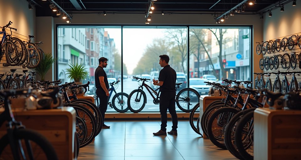 民眾在綠意盎然的城市專用道上騎乘自行車通勤。