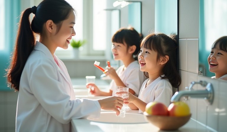 牙醫師深入校園為國小學童進行專業口腔檢查與衛教