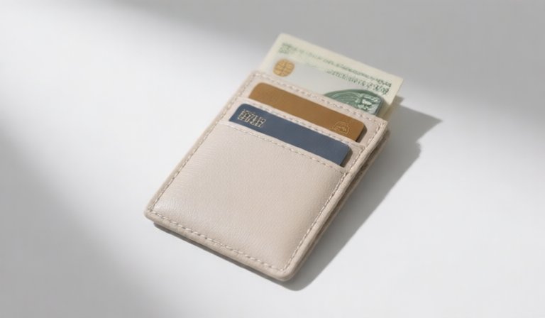 工業風滑動收納盒展示內部的信用卡、紙鈔與零錢配置