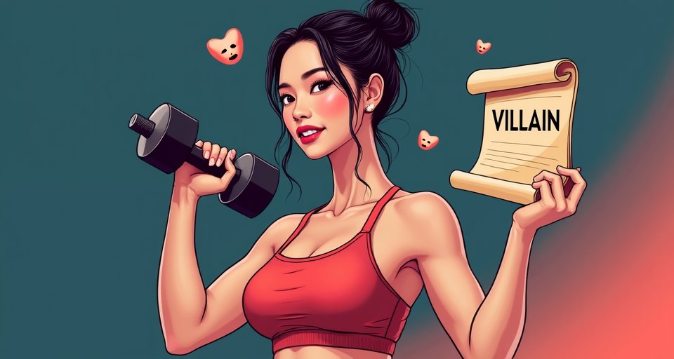 毛林林穿著運動服示範健身動作，展現五十公斤標準體態。