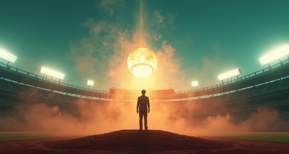 孩童在懷舊巷弄中以網球練習打棒球的景象