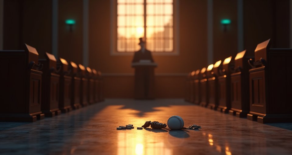 昏暗住宅走廊內，一名男子躲在牆角陰影中伺機而動。