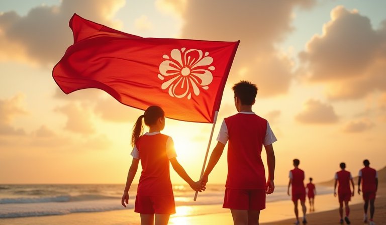 亞洲沙灘運動會時隔十年重啟 港隊聶芷彥何焌喬擔任開幕禮持旗手 情境示意