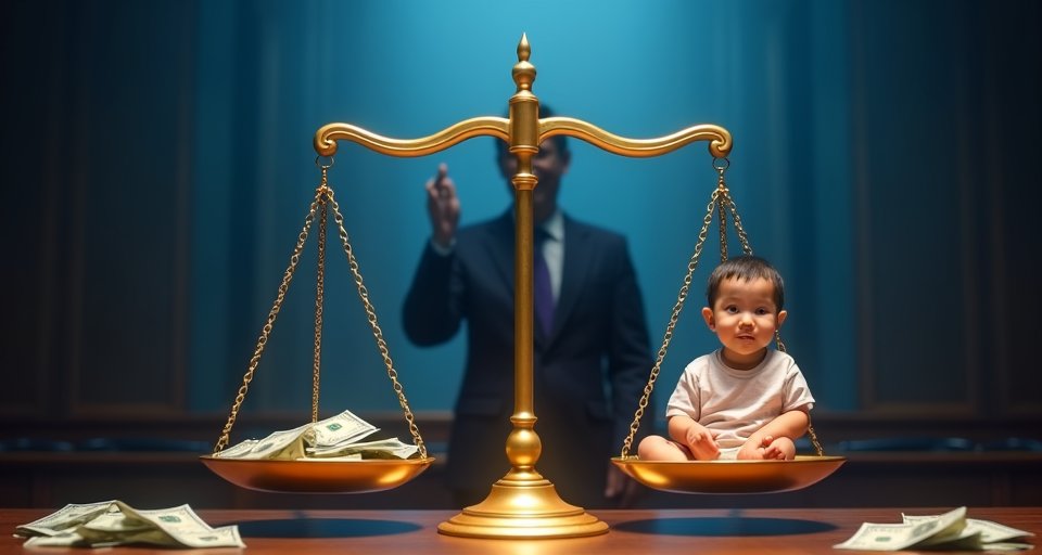 年輕父母懷抱幼兒並出示健保卡，呈現減輕育兒負擔情境