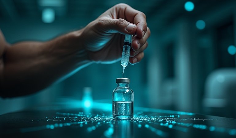 壯碩男子身旁擺放禁藥類固醇，手機顯示物流查詢頁面。