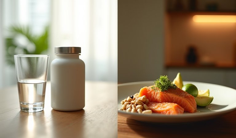 上班族在早餐後搭配溫水服用維生素B群。